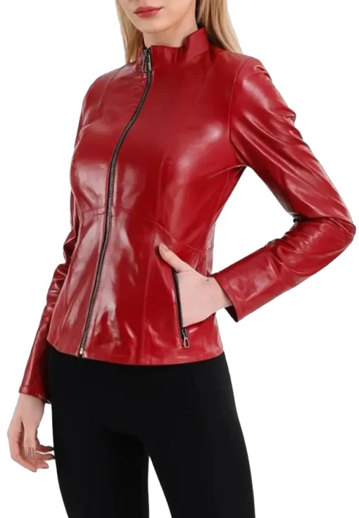 womens-elegant-red-faux-leather-jacket