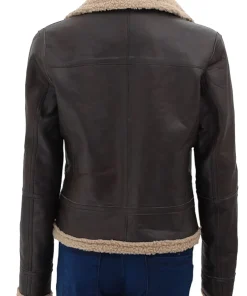 womens-faux-leather-dark-brown-shearling-jacket