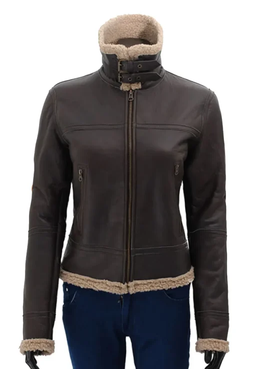 womens-faux-leather-dark-brown-shearling-jacket