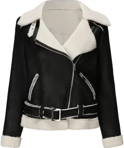 womens-fleece-lined-black-faux-leather-jacket