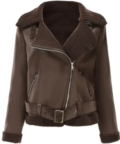womens-fleece-lined-brown-faux-leather-jacket