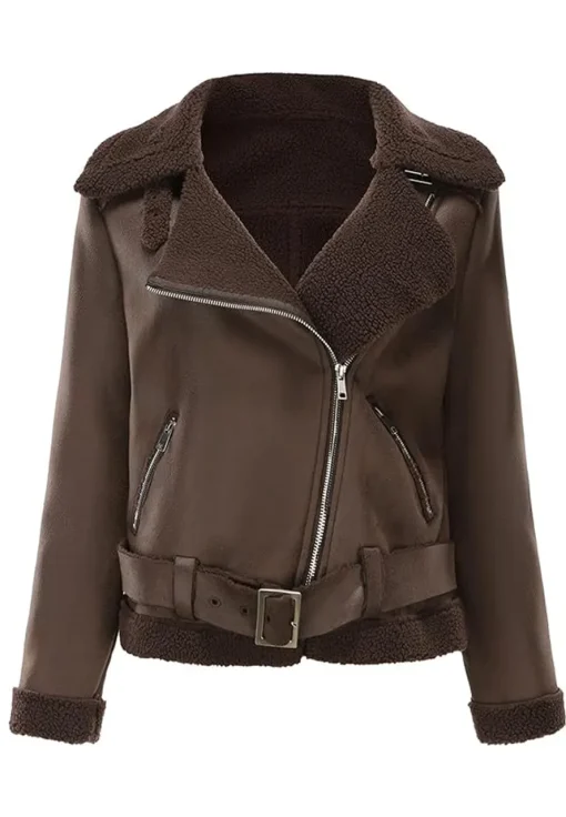 womens-fleece-lined-brown-faux-leather-jacket