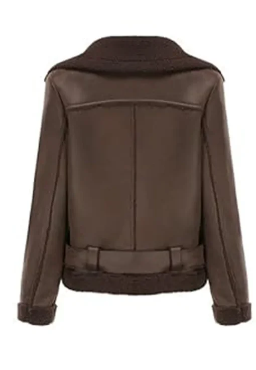 womens-fleece-lined-brown-faux-leather-jacket