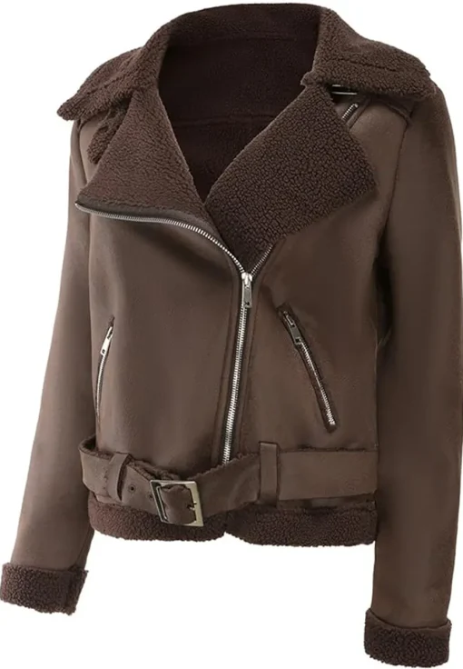 womens-fleece-lined-brown-faux-leather-jacket
