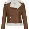 womens-fleece-lined-coffee-faux-leather-jacket