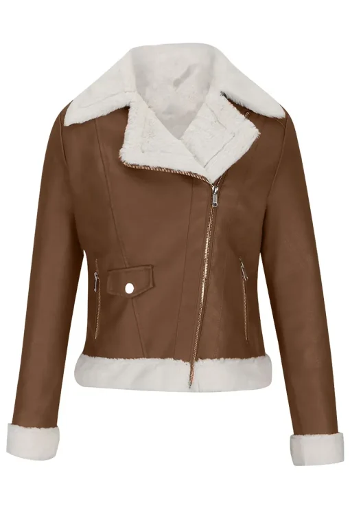 womens-fleece-lined-coffee-faux-leather-jacket