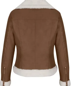 womens-fleece-lined-coffee-faux-leather-jacket