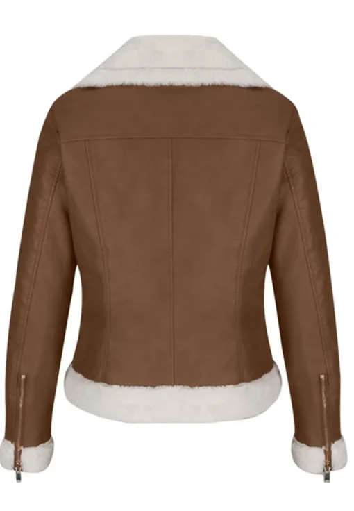 womens-fleece-lined-coffee-faux-leather-jacket