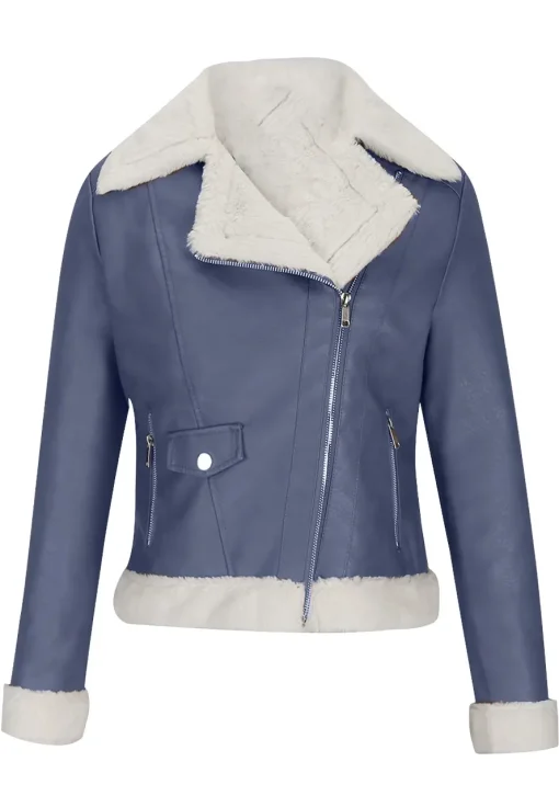 womens-fleece-lined-navy-faux-leather-jacket