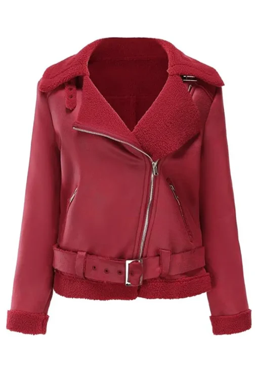 womens-fleece-lined-red-faux-leather-jacket