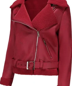 womens-fleece-lined-red-faux-leather-jacket
