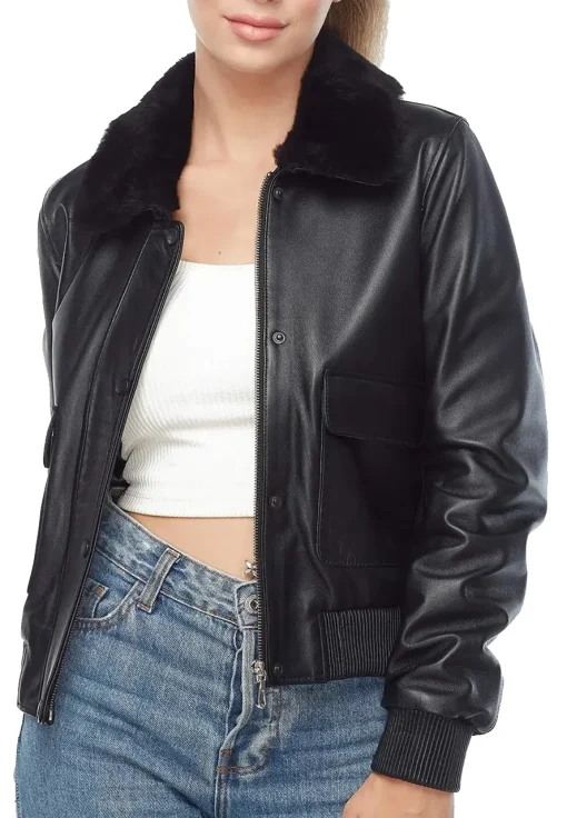 womens-black-bomber-jacket-with-fur-collar