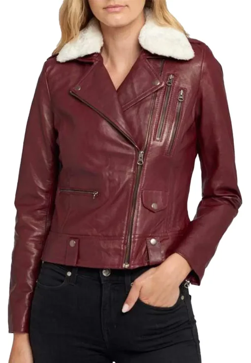 womens-fur-collar-maroon-faux-leather-biker-jacket