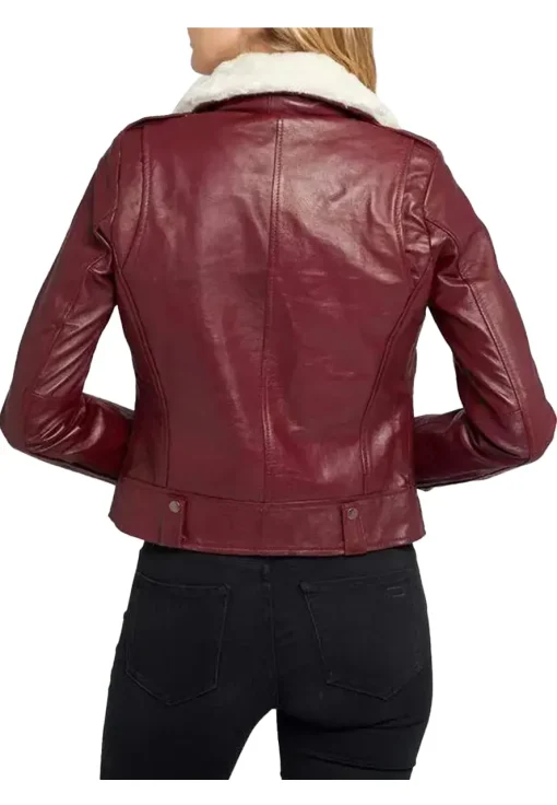 womens-fur-collar-maroon-faux-leather-biker-jacket