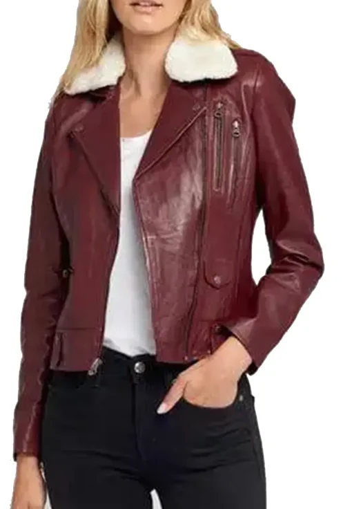 womens-fur-collar-maroon-faux-leather-biker-jacket