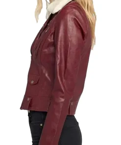 womens-fur-collar-maroon-faux-leather-biker-jacket