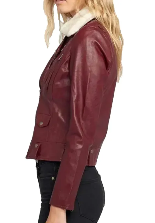womens-fur-collar-maroon-faux-leather-biker-jacket