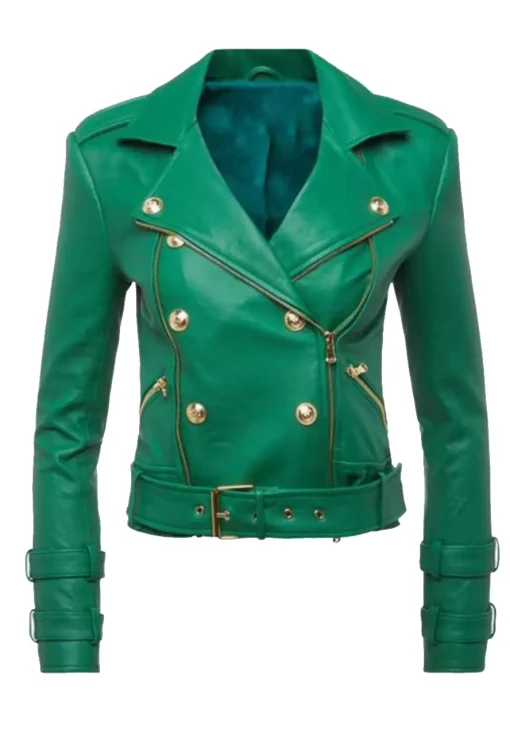 womens-green-faux-leather-billie-belted-jacket