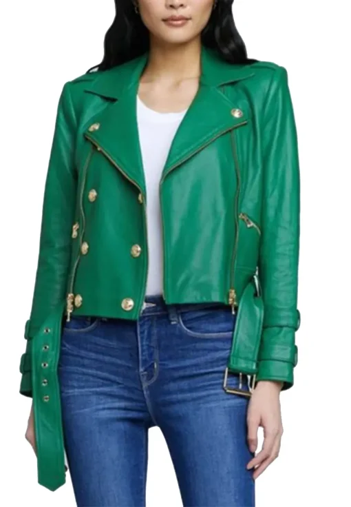 womens-green-faux-leather-billie-belted-jacket