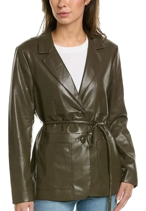 womens-green-faux-leather-tie-jacket