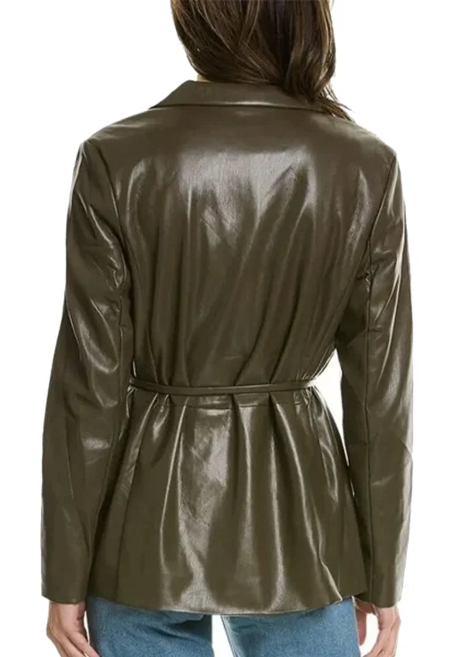 womens-green-faux-leather-tie-jacket