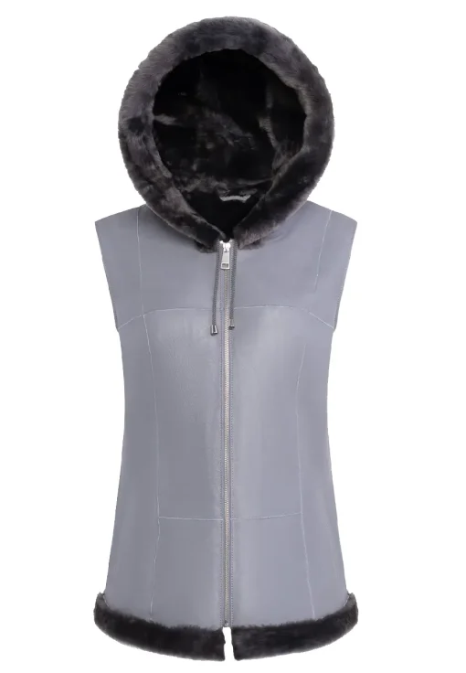 womens-hooded-grey-faux-leather-shearling-vest
