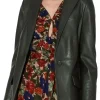womens-long-sleeves-green-faux-leather-blazer