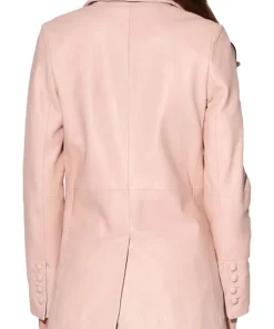 womens-long-sleeves-pink-faux-leather-blazer