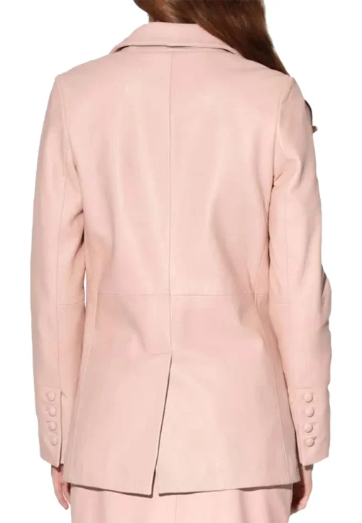 womens-long-sleeves-pink-faux-leather-blazer