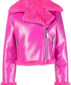 womens-pink-faux-leather-shearling-biker-jacket