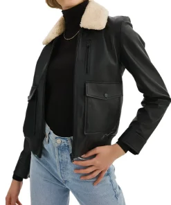 womens-removable-fur-collar-black-faux-leather-bomber-jacket