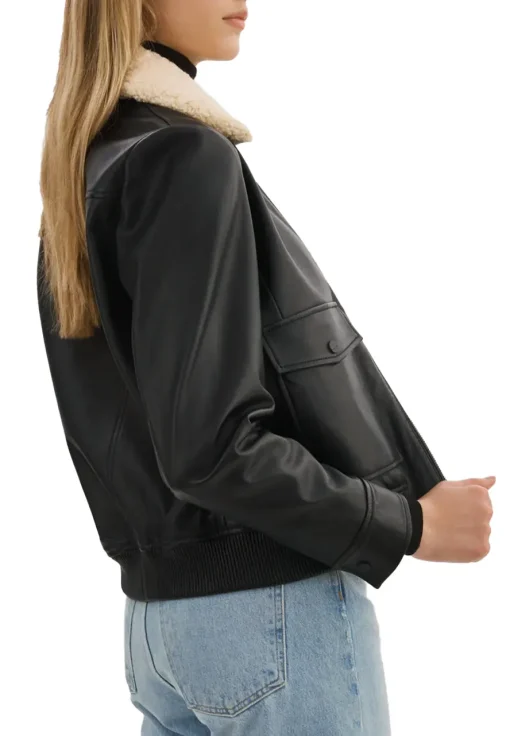 womens-removable-fur-collar-black-faux-leather-bomber-jacket