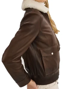 womens-removable-fur-collar-brown-faux-leather-bomber-jacket