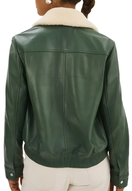 womens-removable-fur-collar-green-faux-leather-bomber-jacket