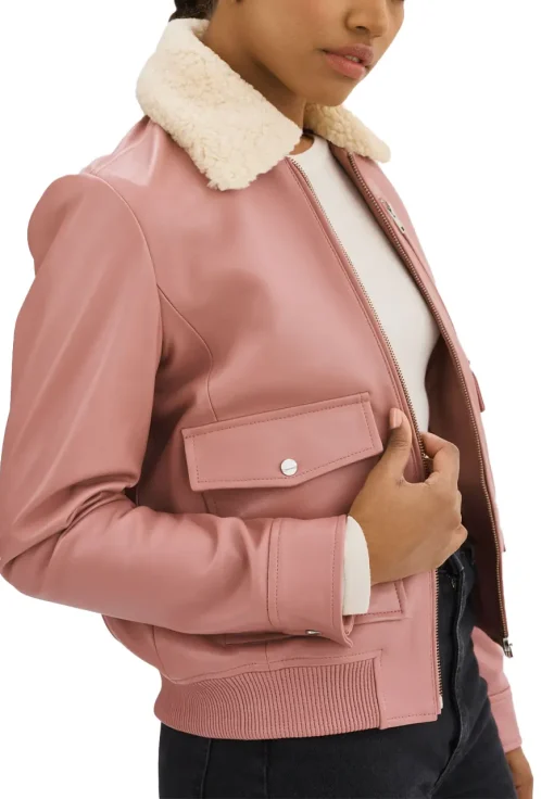 womens-removable-fur-collar-mauve-pink-faux-leather-bomber-jacket