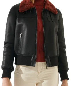 womens-shearling-black-faux-leather-bomber-jacket
