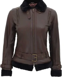 womens-shearling-brown-faux-leather-jacket