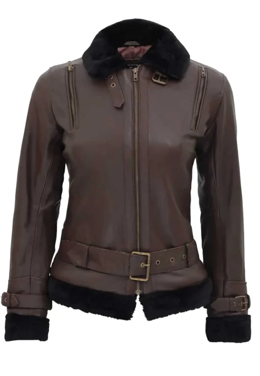 womens-shearling-brown-faux-leather-jacket