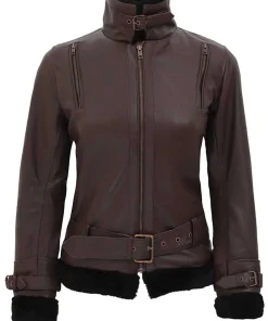 womens-shearling-brown-faux-leather-jacket