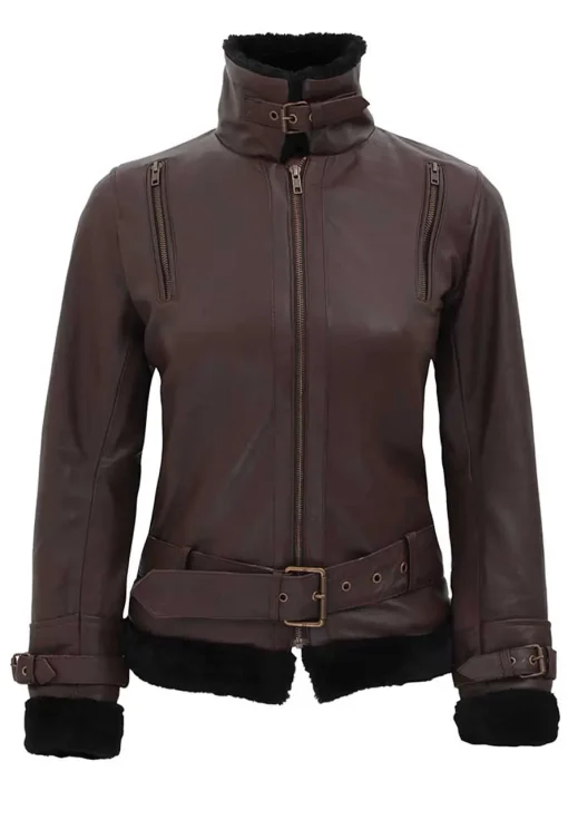 womens-shearling-brown-faux-leather-jacket
