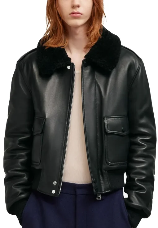 womens-shearling-collar-black-bomber-faux-leather-jacket