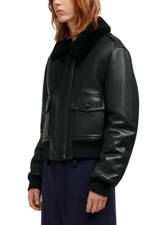 womens-shearling-collar-black-bomber-faux-leather-jacket