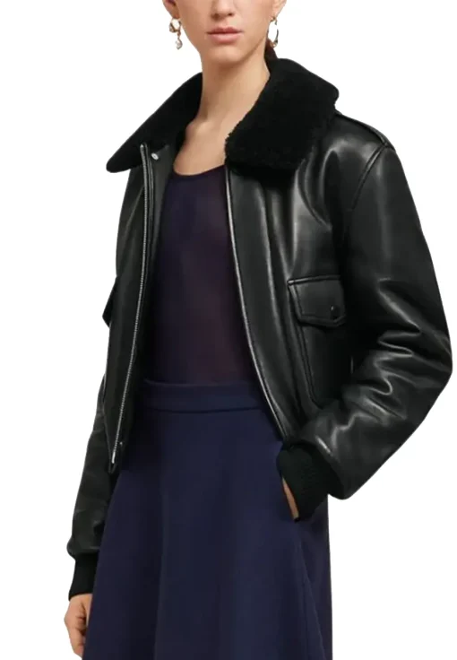 womens-shearling-collar-black-bomber-faux-leather-jacket