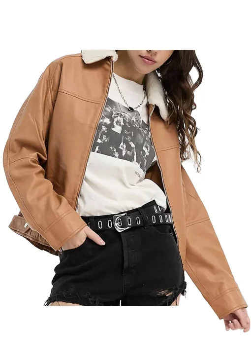 womens-shearling-collar-oversized-brown-faux-leather-jacket