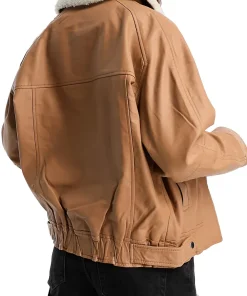 womens-shearling-collar-oversized-brown-faux-leather-jacket