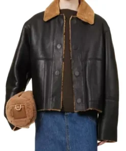 womens-spread-collar-black-faux-leather-shearling-jacket
