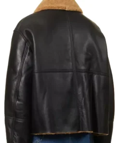 womens-spread-collar-black-faux-leather-shearling-jacket