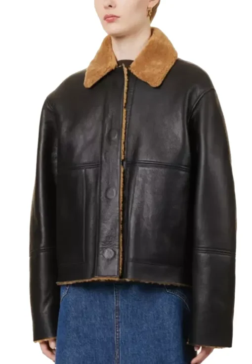 womens-spread-collar-black-faux-leather-shearling-jacket