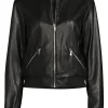 womens-stand-collar-black-faux-leather-bomber-jacket