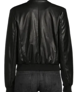 womens-stand-collar-black-faux-leather-bomber-jacket
